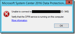 Unable to connect to DPM server error