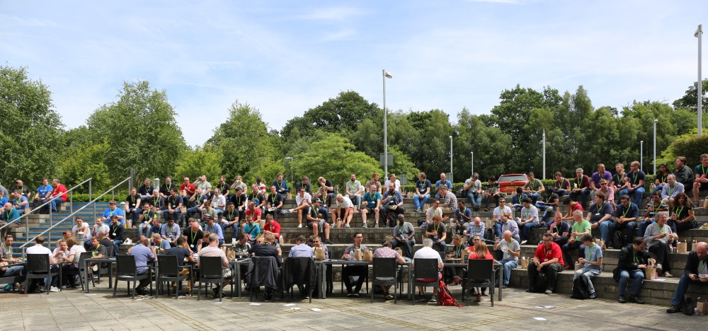 Crowd scene for lunch at DDD in Reading