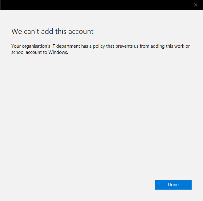 Windows 10 We can’t add this account Black Marble