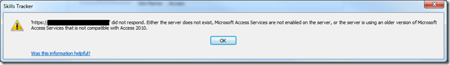 Access Services Publish Error