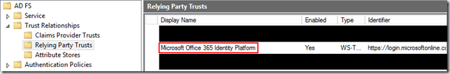 O365 Relying Party Trust