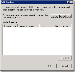 Add Services dialog