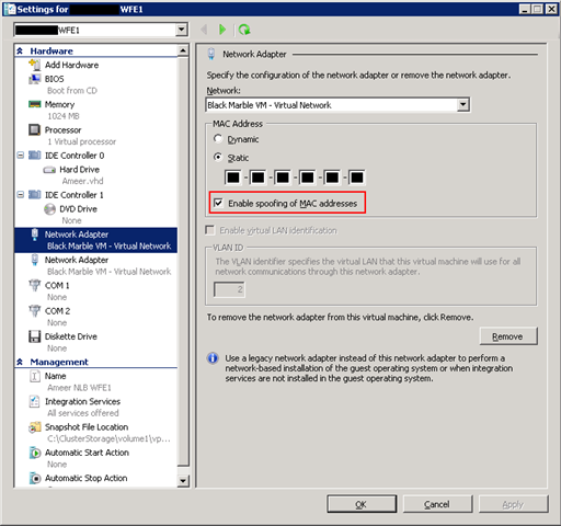 how to determine cluster network mac address