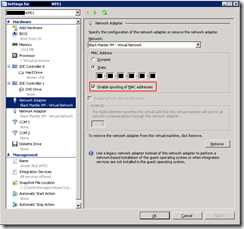 enable spoofing of MAC address