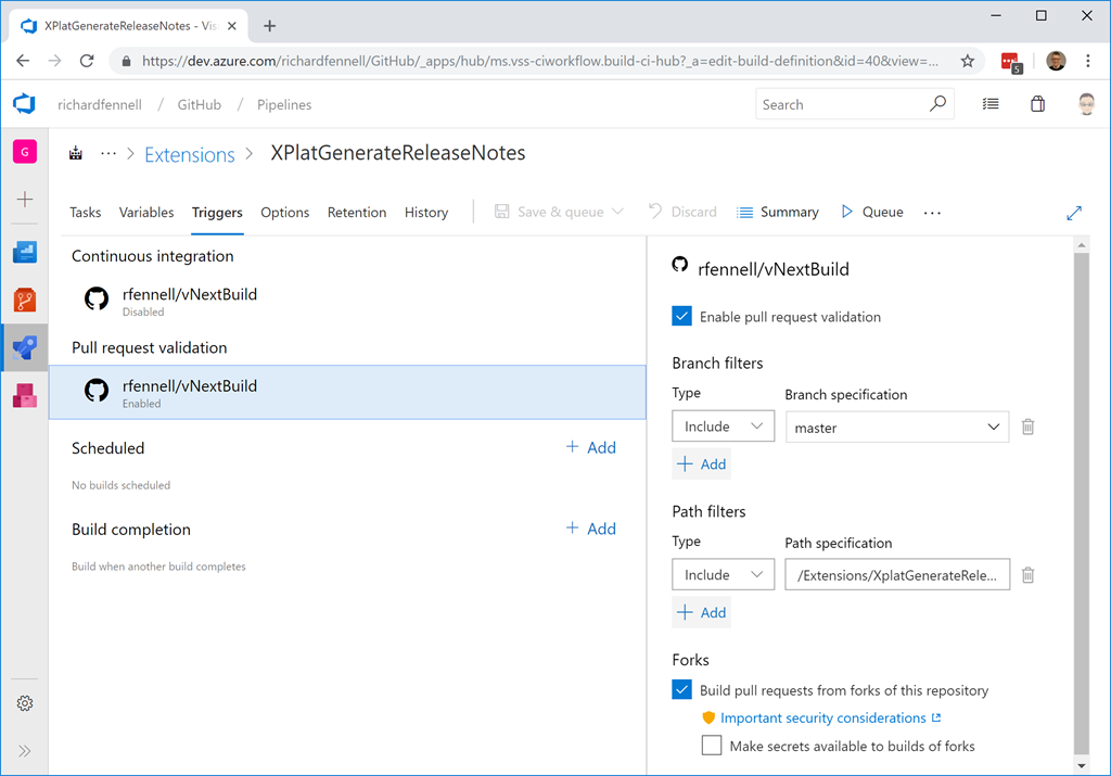 Using Paths in PR Triggers on an Azure DevOps Pipelines Builds Black Marble